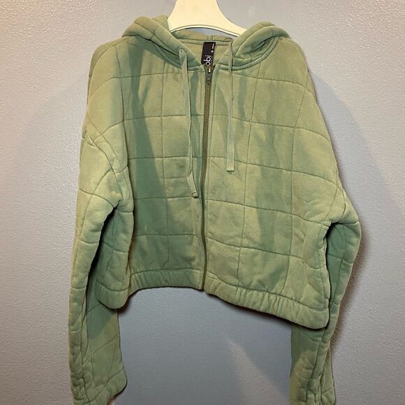 Bobi LA Quilted Cropped Jacket with Hood Green (Sprout) Women’s Size XL NWOT - Picture 3 of 10